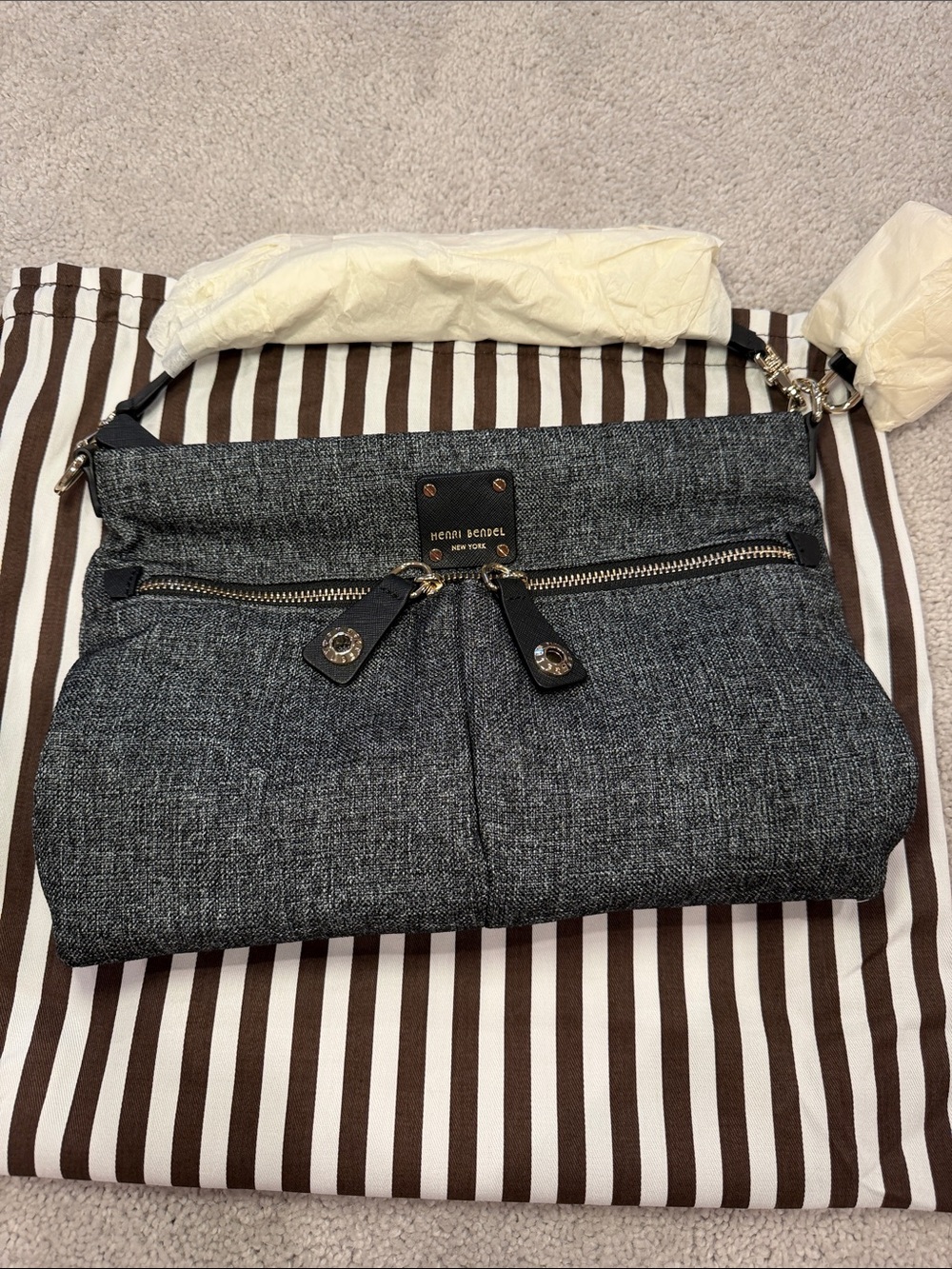 NWOT Henri Bendel Gray Shoulder Bag